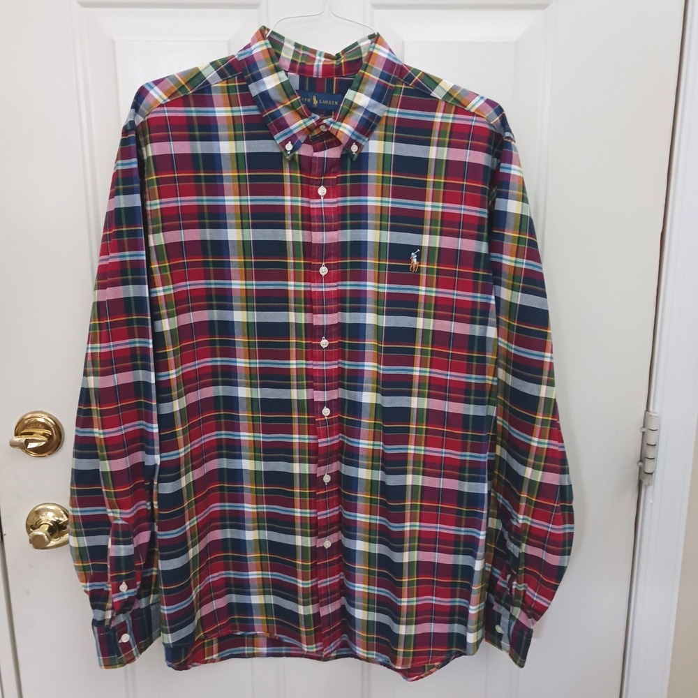 Polo Ralph Lauren Mens XXL Classic Fit Plaid Button Down Shirt Cotton